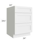 Asheville White Shaker 24" 3-Drawer Base Cabinet