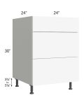 Milan White Matte 24" 3-Drawer Base Cabinet
