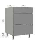 Milan Grey Gloss 24" 3-Drawer Base Cabinet