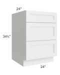 Charlotte White 24" 3-Drawer Base Cabinet