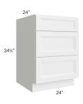 Bayville White 24" 3-Drawer Base Cabinet
