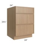 Township Rift Oak 24" 3-Drawer Base Cabinet