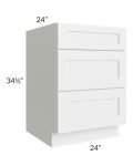 Stratton White Shaker 24" 3-Drawer Base Cabinet

