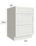 Palisades White 24" 3-Drawer Base Cabinet - Out of stock through mid April