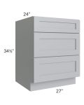 Asheville Grey Shaker 27" 3-Drawer Base Cabinet