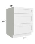 Asheville White Shaker 27" 3-Drawer Base Cabinet