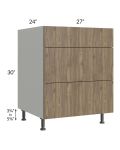 Milan Pecan 27" 3-Drawer Base Cabinet
