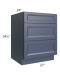 Bayville Blue 27" 3-Drawer Base Cabinet