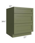 Midtown Hunter Green Shaker 27" Drawer Base Cabinet