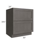 Midtown Dark Grey Shaker 30" 2-Drawer Base Cabinet