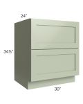 Midtown Pistachio Green Shaker 30" 2-Drawer Base Cabinet