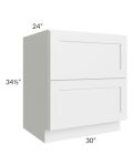 Asheville White Shaker 30" 2-Drawer Base Cabinet