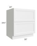 Salem White 30" 2-Drawer Base Cabinet