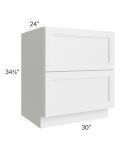 Charlotte White 30" 2-Drawer Base Cabinet