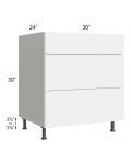 Milan White Gloss 30" 3-Drawer Base Cabinet