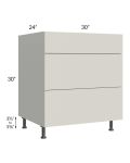 Milan Beige Matte 30" 3-Drawer Base Cabinet