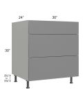 Milan Grey Gloss 30" 3-Drawer Base Cabinet