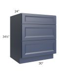 Bayville Blue 30" 3-Drawer Base Cabinet