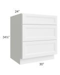 Bayville White 30" 3-Drawer Base Cabinet