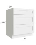 Stratton White Shaker 30" 3-Drawer Base Cabinet