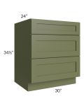 Midtown Hunter Green Shaker 30" Drawer Base Cabinet
