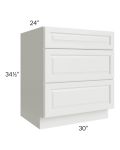 Palisades White 30" 3-Drawer Base Cabinet