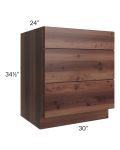 Farmhouse Walnut Shaker 30" 3-Drawer Base Cabinet 