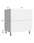 Milan White Gloss 33" 2-Drawer Base Cabinet