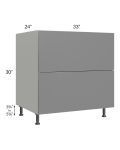 Milan Grey Gloss 33" 2-Drawer Base Cabinet