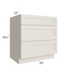 Asheville Cloud Shaker 33" 3-Drawer Base Cabinet