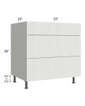 Milan Cream 33" 3-Drawer Base Cabinet
