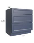 Bayville Blue 33" 3-Drawer Base Cabinet
