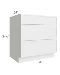 Township White 33" 3-Drawer Base Cabinet