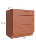 Midtown Walnut Shaker 33" Drawer Base Cabinet