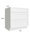 Union White 33" Drawer Base Cabinet