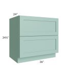 Midtown Mint Green Shaker 36" 2-Drawer Base Cabinet