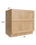Midtown Timber Shaker 36" 2-Drawer Base Cabinet