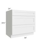 Southport White Shaker 36" 3-Drawer Base Cabinet