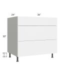 Milan White Gloss 36" 3-Drawer Base Cabinet