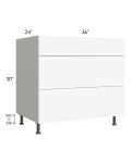 Milan White Matte 36" 3-Drawer Base Cabinet