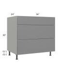 Milan Grey Gloss 36" 3-Drawer Base Cabinet
