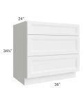 Bayville White 36" 3-Drawer Base Cabinet