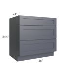 Midtown Indigo Shaker 36" Drawer Base Cabinet