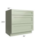 Midtown Pistachio Green Shaker 36" Drawer Base Cabinet