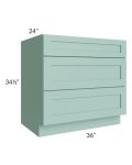 Midtown Mint Green Shaker 36" Drawer Base Cabinet