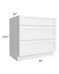 Union White 36" Drawer Base Cabinet