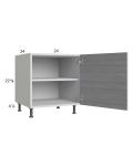 Euro Grey 24" Full Height Door Desk Base Cabinet with 1 door