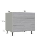 Euro Grey 30" 3-Drawer Desk Base Cabinet