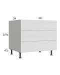Euro White Grain 30" 3-Drawer Desk Base Cabinet
