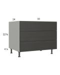 Euro Cafe 33" 3-Drawer Desk Base Cabinet